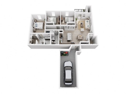 Floor plan for 3 beds, 2 baths, 1228 sqft